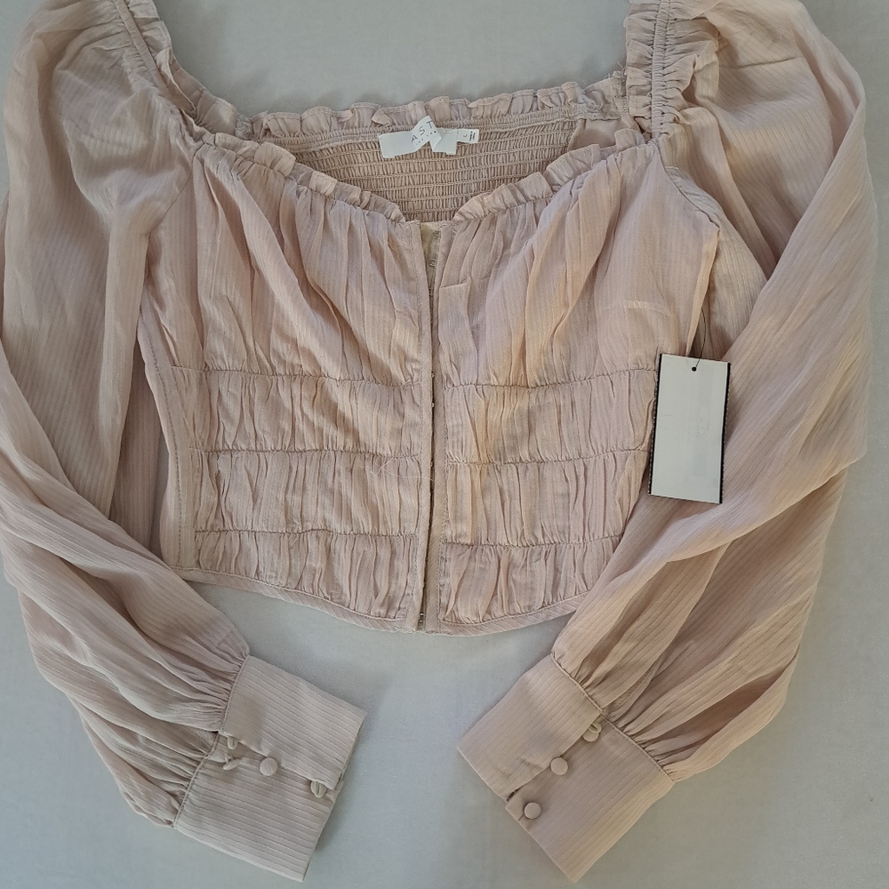 Astr Pink Long Sleeve Crop Top